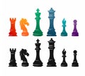 Chess colorful figures pieces tournament game vector illustration sport